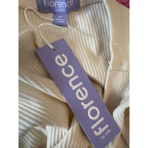 NWT Women M Nordstrom Florence by Mills Ribbed Cropped Tee T-Shirt Top Crea - Picture 6 of 6